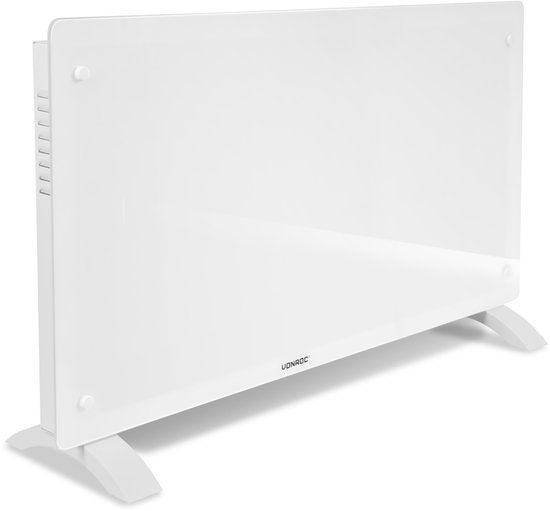 VONROC Luxury electric heater - Konvektorheizung mit Glasscheibe - 1250W/2500W- Beheizt Räume bis zu 30m2 - Gesteuert sowohl mit App (über Wifi) als auch manuell - Einstellbarer Thermostat und Timer - Weiß