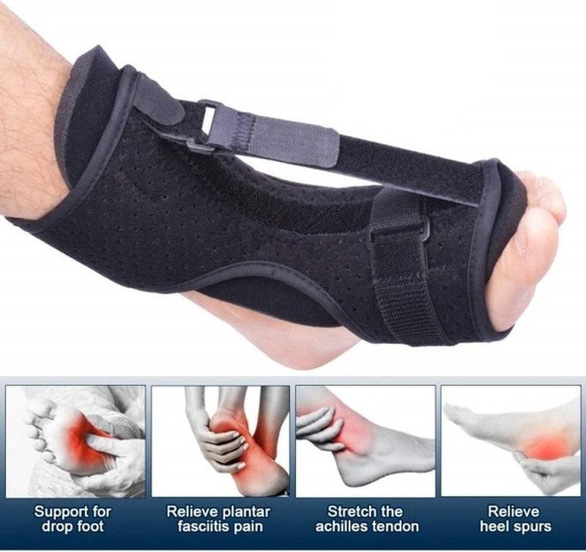 PremiumCare Knöchel-Nachtschiene 37x23x32cm - Schwarz - Unterstützung & Schmerzlinderung bei Verletzungen