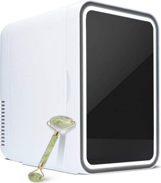 Soft & Silky Hautpflege-Kühlschrank - Inkl. Led-Spiegel - Mini - Make-up Organizer - Make-up Kühlschrank - Kosmetik & Hautpflege