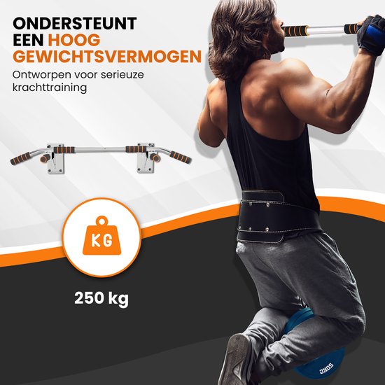 TTD® Premium Klimmzugstange - Klimmzugstation - Wandklimmzugstange - Dip Station - Dip Bars - Home Sports - Home Fitness - Hochwertige Materialien - Extra stabile Befestigungsteile - Heimtraining - Weiß/Orange