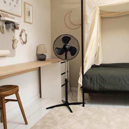 Standventilator 40 cm - 45W - 3 Geschwindigkeiten - 85° Oszillation - Höhenverstellbar - Tristar VE-5756 - Schwarz