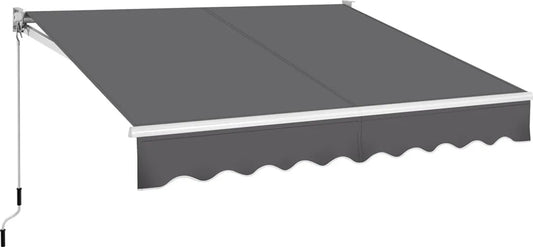 Yaheetech Gelenkarmmarkise 300 × 250 cm - Dunkelgrau - Manuelles Sonnensegel mit Kurbel und verstellbarem Winkel 5-35°