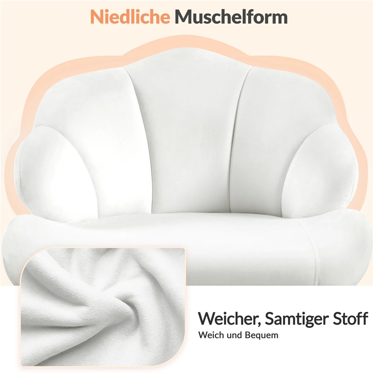 Yaheetech Bürostuhl Shell-Shaped - Features Swing-Funktion und höhenverstellbare Gaslift und gepolsterte Rückenlehne - für Home-Office und Schlafzimmer - Weiß Polyester und Metall - 60 x 60 x 76,5-86 cm