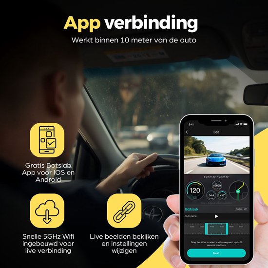 Botslab G980H Pro 2CH 4K WLAN GPS 2CH 64 GB Dashcam – 4K-Kamera vorne + 2K-Kamera hinten - 2,45-Zoll-LCD-Display - WLAN und GPS - Parkmodus - 64 GB Micro-SD-Karte - Dashcam für das Auto
