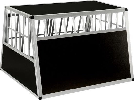 tectake Hondentransportbench double met een schuine achterwand met scheidingswand - 402227