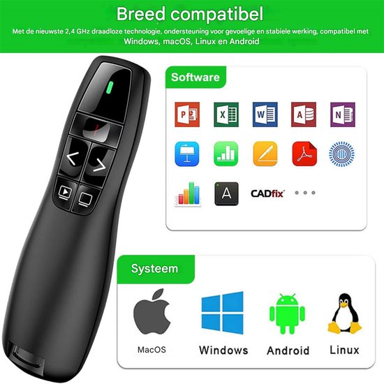 Kabelloser Presenter - Kabelloser Präsentationszeiger - Kabellose Fernbedienung für Präsentationsklicker - Mit Laserpointer