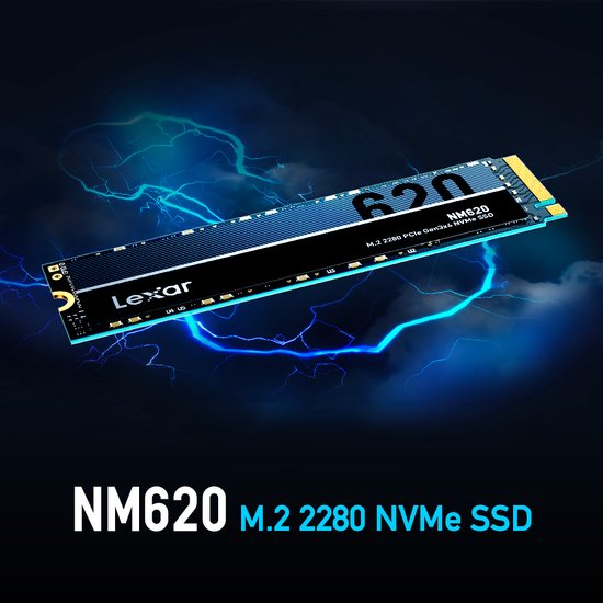 Lexar NM620 – Interne SSD – PCIe Gen3x4 – NVMe M.2 2280 – 512 GB