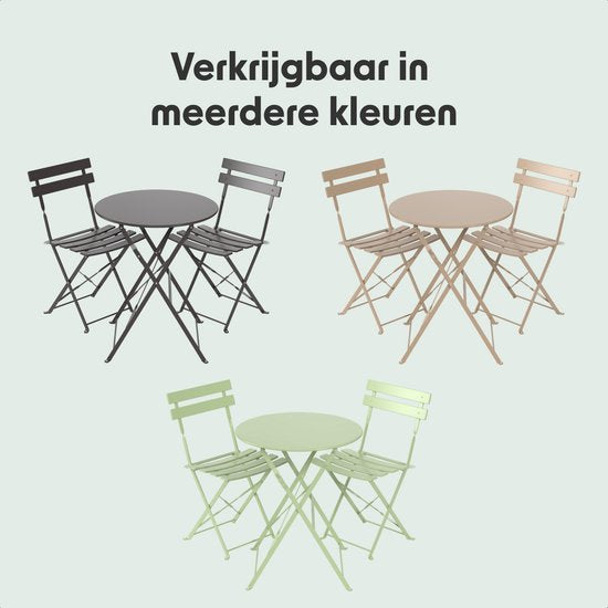 LifeGoods Bistro-Set - Stahl - 3-teilig - Gartenset - klappbar - Balkonset mit Tisch - wetterfest - mintgrün