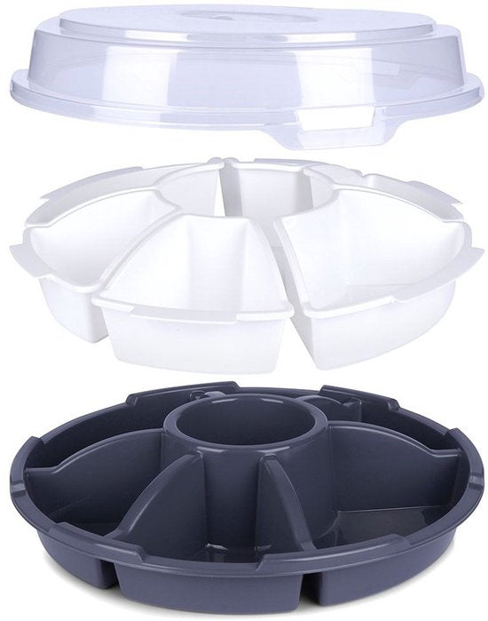 Excellent Houseware Servierschale - grau - Fach und Deckel - Kunststoff - 33 x 9 cm