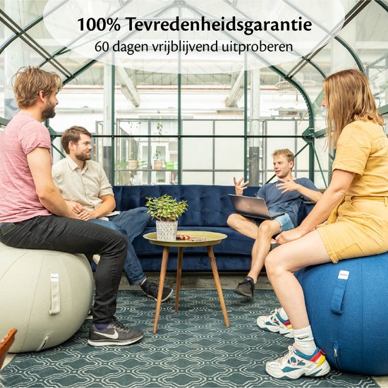 Bckz - Sitz-/ Yogaball - ergonomischer Sitzball für Büro und Zuhause - 75cm - Leinen - Dunkelblau