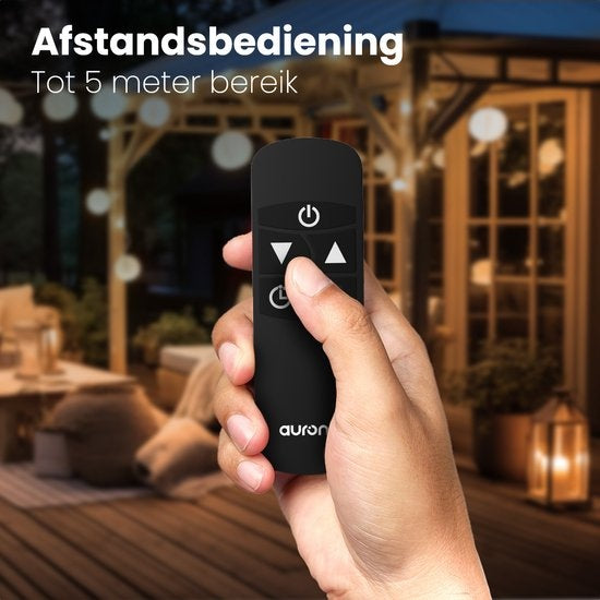 Auronic Terrassenheizer - Elektrisch - 2500W - Fernbedienung - 4 Stufen - IP55 - Schwarz