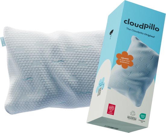 Cloudpillo - Kopfkissen - Memory Foam - Anpassbar - Geeignet für Rücken-, Seiten- und Bauchschläfer - Weiß
