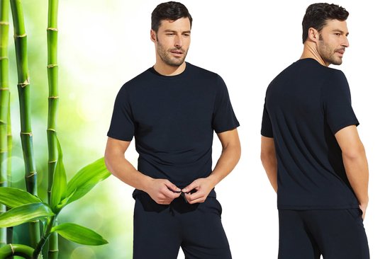Bamboo Casual Herren T-Shirt - Schwarz - Regular Fit - T-Shirt Herren - Bamboo - Rundhalsausschnitt