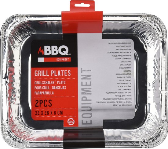 2er-Set rechteckige Grillschalen, 32 x 26 x 6 cm – Fleisch grillen – Grillrost