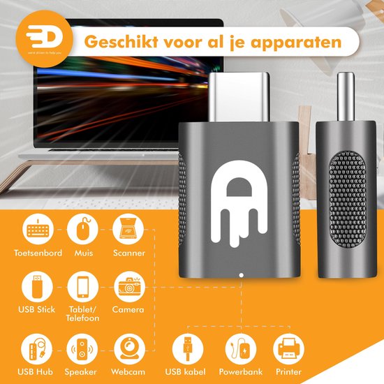 Drivv. USB C zu USB A Adapter - 2 Stück - Space Grau - Thunderbolt 3 - USB 3.0 - 5Gbps