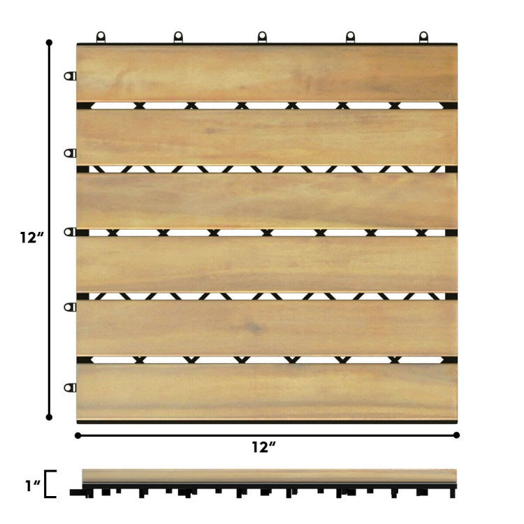 Coast Terrassenfliesen Akazienholz 30,5 x 30,5 x 2,5 cm (10 Stück) - gerade