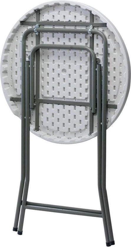 Infinity Goods Stabiler Stehtisch - Partytisch - Stabil und wetterfest - klappbar - 80cm x 110cm - Party - 1 Stück - Weiß/Grau
