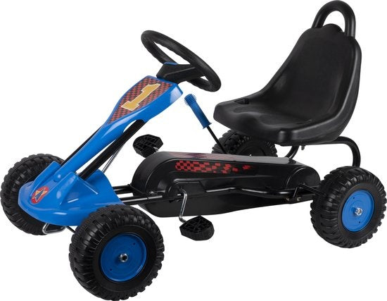Gokart - Stahl - Einstellbar - Handbremse - Max 35 Kilo - 3-4 Jahre - Blau/Schwarz