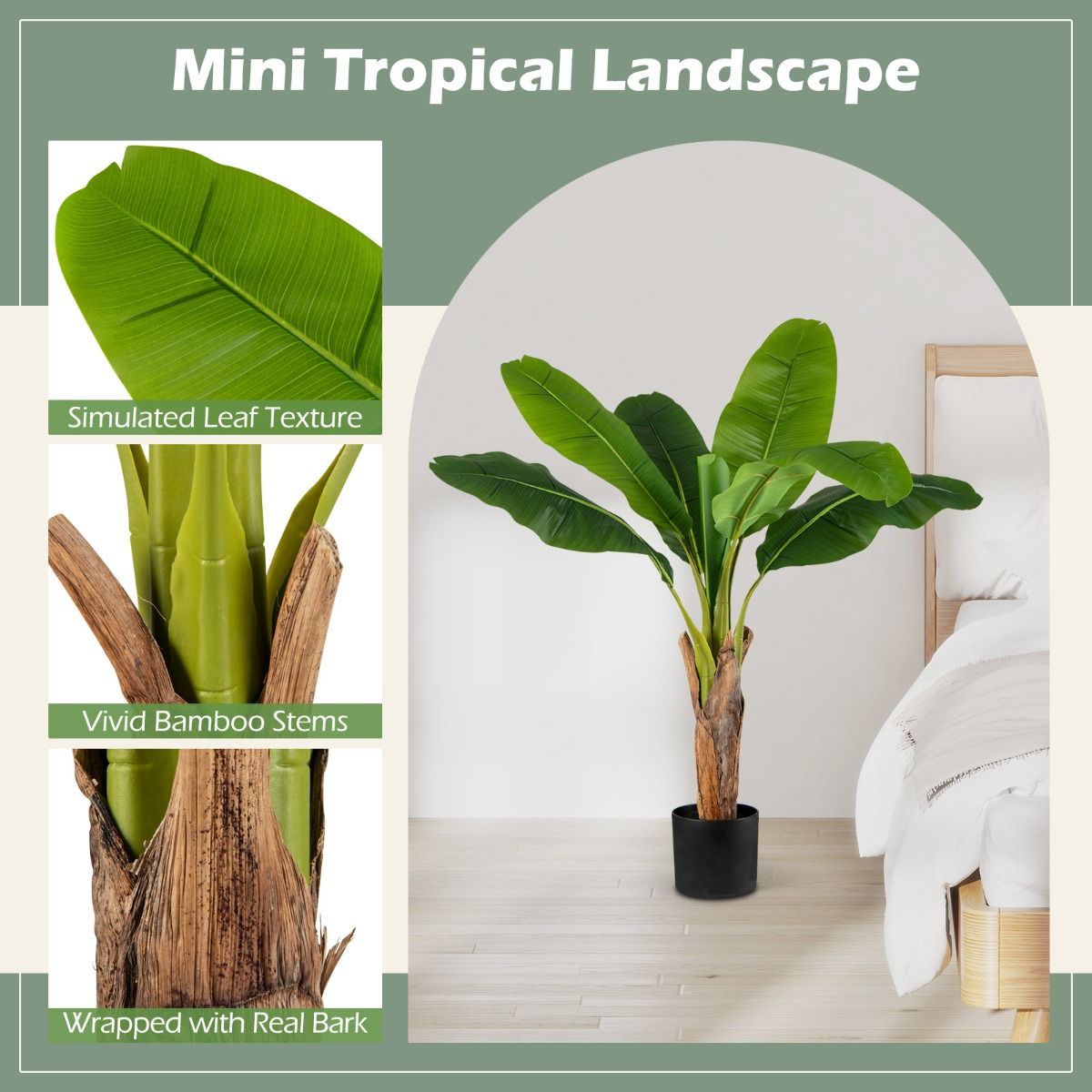 Coast Kunstpflanzen-Set – Tropische Palme und Paradiesvogelblume – 2 Stück – 107 cm – Grün
