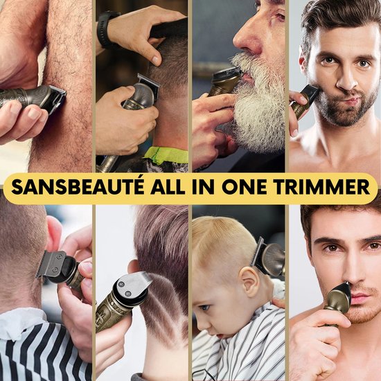 6-in-1 Bartschneider Herren - Trimmer für Bart und Körper - Inkl. 6 Aufsätze - Sansbeauté® - Body Groomer Herren - Body Trimmer Herren - Haartrimmer - Clippers - 0.5-15MM - Nase und Ohren - Trimmer - Bartmaschine - Multigroomer