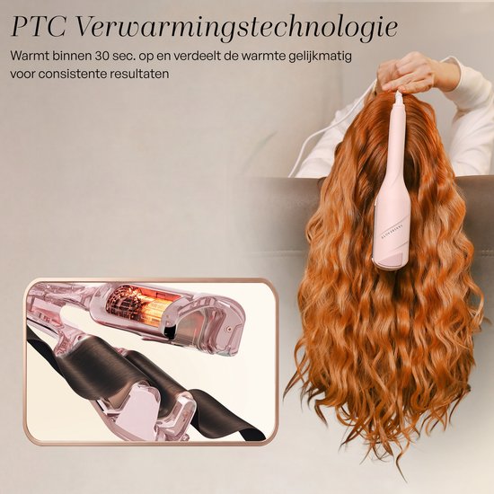 Sansbeauté® Wave Lockenstab 32 mm – Waffel-Lockenstab – Keramik-Lockenstab für Beach Waves – Mermaid Hair Waves – Mermaid Waves Lockenstab – Wavy Hair – Lockenstäbe – The Waver – Haarstyler, Lockenstab – Dünner und dicker Crimper