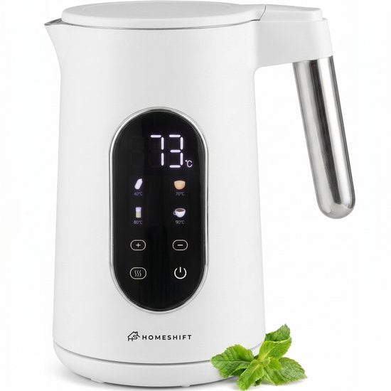 HomeShift® Wasserkocher mit Temperaturregelung – Warmhaltefunktion – doppelwandig – elektrisch – 1,7 Liter – 2200 W – weiß