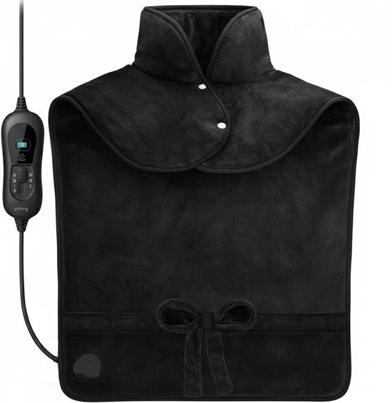 Goliving Heizdecke für Rücken und Nacken - Elektrische Heizdecke - 3 Wärmestufen - Timerfunktion - Maschinenwaschbar - 100 W - 60 x 90 cm - Mikroplüsch - Schwarz