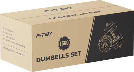 Fitby Hanteln - Kurzhanteln - Hantelset - Verstellbare Kurzhanteln - Hantelset - Kurzhantelset - 15 kg