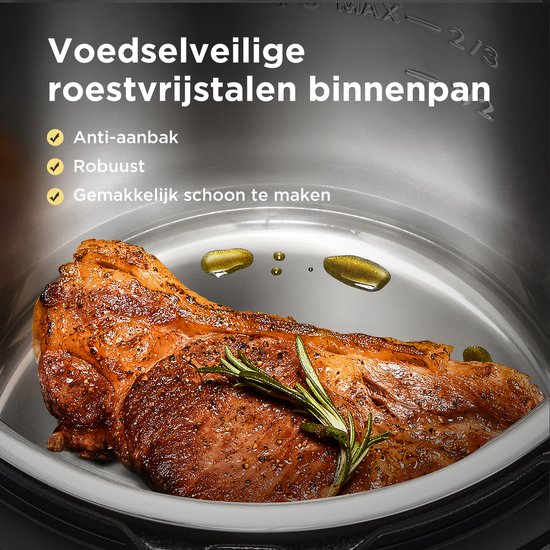 Midea Schnellkochtopf – Pressure Cooker – MY-CS6037WP – 13 Programme – 6 l Fassungsvermögen – 9 Sicherheitsstufen