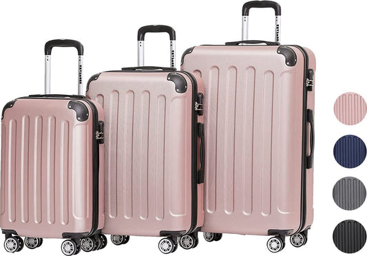 TRVLMORE - Kofferset - 3 Stück - 38L (Handgepäck) + 70L + 110L - Rose Gold