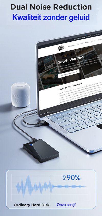 Dutch Wanted Space - Externe Festplatte - Festplatte - Schnelle Schreibgeschwindigkeit - 1TB Solid State Storage - Plug and Play - Tragbarer Speicher - Externer Speicher PC oder Laptop - USB 3.2 - Festplattenerweiterung
