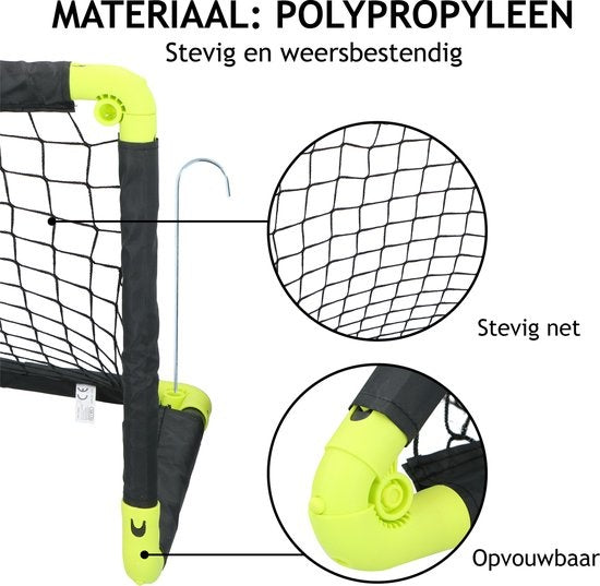 Dunlop - Fußballtor Set - Zwei Stück - Fußbälle - Klappbar & Leicht - Schwarz