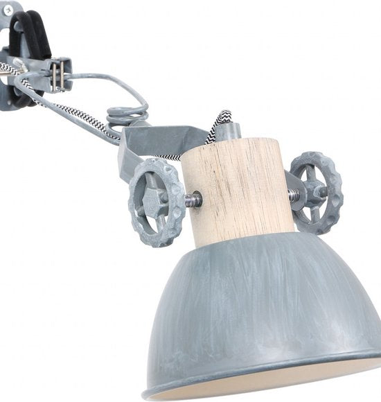Klemmleuchte und Wandleuchte Gearwood 2752GR Grau, E27-Fassung – Holz und Metall, trendiges Design, dreh- und neigbar, für den Innenbereich geeignet – Mexlite