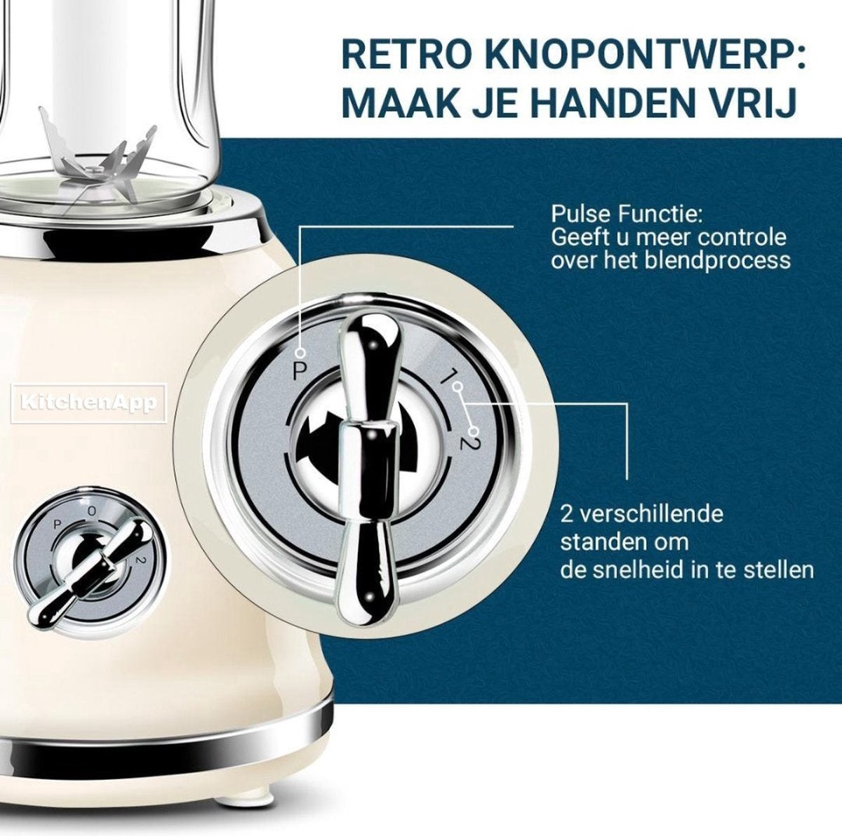 KitchenApp - Retro-Mixer - zum Mitnehmen - Smoothie-Maker - Inklusive zwei Flaschen