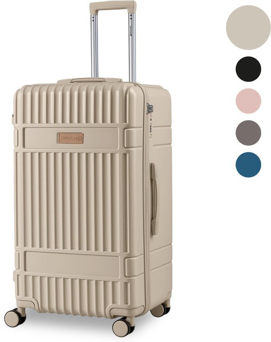 SKYCASES Trunk Reisekoffer – Classic Heritage – Extra großer Koffer – 110 l – TSA-Schloss – Leichter Trolley – 78 x 44 x 36 cm – Trunk Rollkoffer – Spinner-Räder – Beige