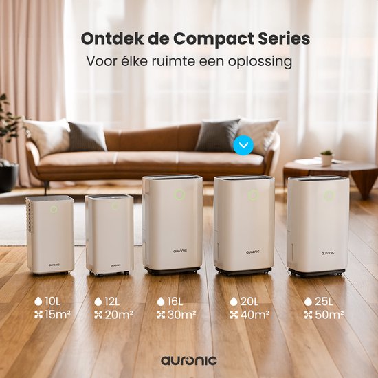 Auronic Luftentfeuchter - Compact Series - 20L pro Tag - Waschtrockenfunktion - Schlafzimmer, Badezimmer und Wohnzimmer - Weiß