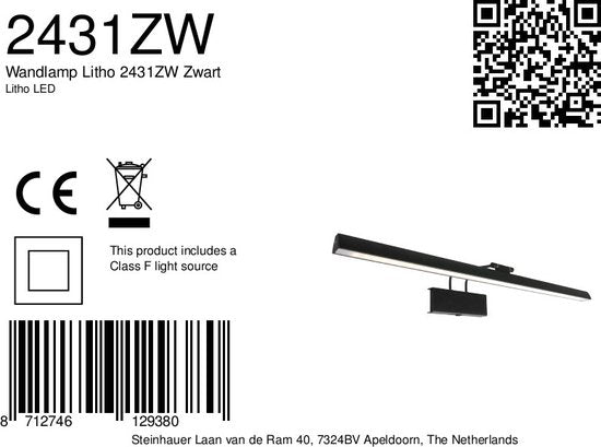 Steinhauer Litho Wandleuchte - LED - (H) 9,4cm - Metall - Schwarz