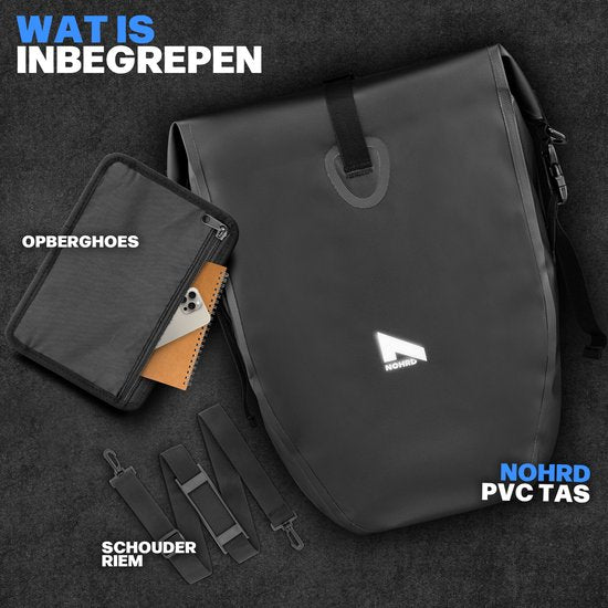 NOHRD 2-in-1 Gepäckträgertasche Single Schwarz - Gepäckträger Wasserdicht - Gepäckträger Umhängetasche - Gepäckträgertasche mit Laptopfach - Fahrrad Single - Gepäckträgertaschen Elektrofahrräder