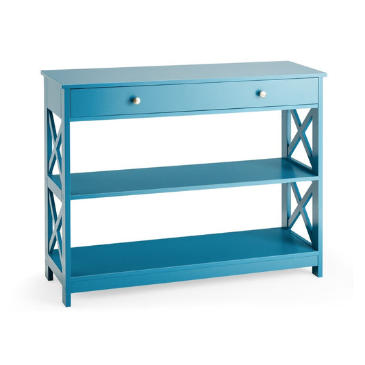 Coast 3 NIVEAS CONSOL TABLE WITH TRAY & 2 Regale und X-förmige Beine blau