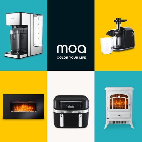 MOA Electric Fireplace - Atmosphärischer Kamin - Ofen - Schwarz - Fernbedienung - Ambilight - EF201FB