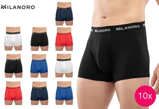 Milanoro - 10er-Set modische Boxershorts aus Baumwolle - Dunkler Mix - M