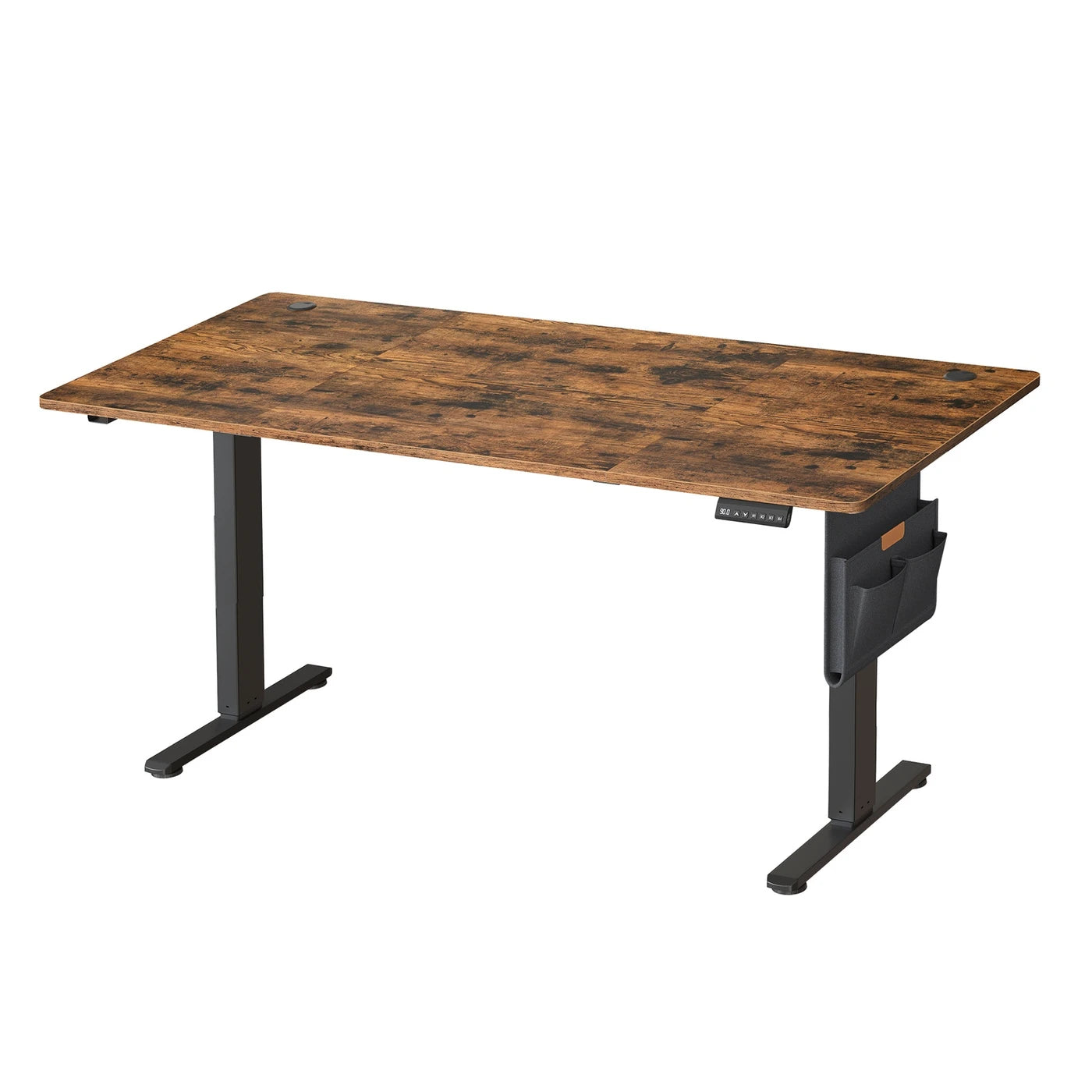 JOYFURNOS Elektrisch höhenverstellbarer Schreibtisch 180 x 80 cm – 72–120 cm – Vintage-Braun & Schwarz – Speicherfunktion – 70 kg