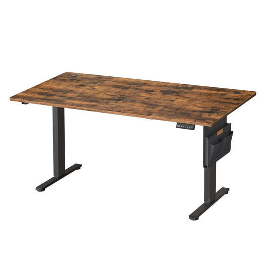 JOYFURNOS Elektrisch höhenverstellbarer Schreibtisch 180 x 80 cm – 72–120 cm – Vintage-Braun & Schwarz – Speicherfunktion – 70 kg