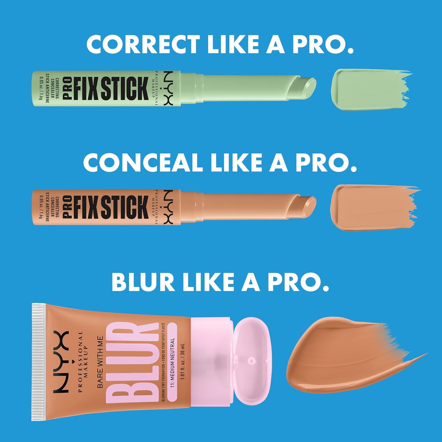 Nyx Professional Makeup Pro Fix Concealer Stick – Brick Red – Korrigiert Augenringe und Hautunreinheiten – 13 x 13 x 110 mm