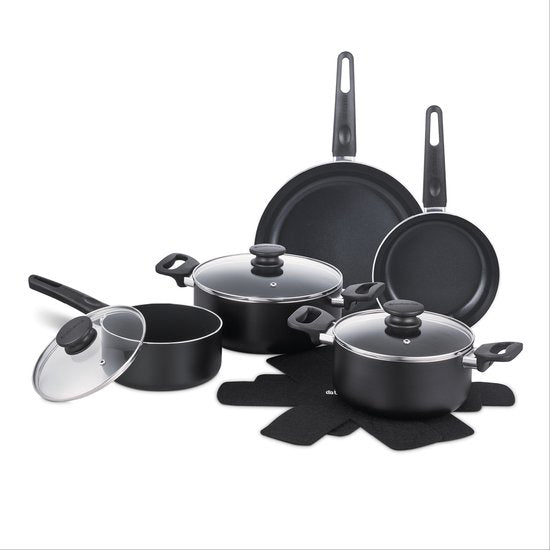 Brabantia Cooking Pleasure Set - 7-teilig - Induktion - Keramische Antihaftbeschichtung - 100% PFAS frei - Schwarz