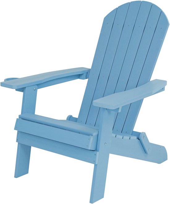 AXI Claire Adirondack Stuhl Blau – Loungesessel aus Kunststoff mit Armlehnen – Zusammenklappbar – Hohe Rückenlehne – Gartenstuhl – 84,5 x 77 x 95,5 cm – Langlebig und witterungsbeständig