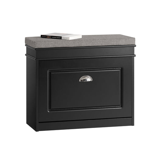SoBuy Schuhbank – schmal – Holz – 60 x 24 x 51 cm – Schwarz
