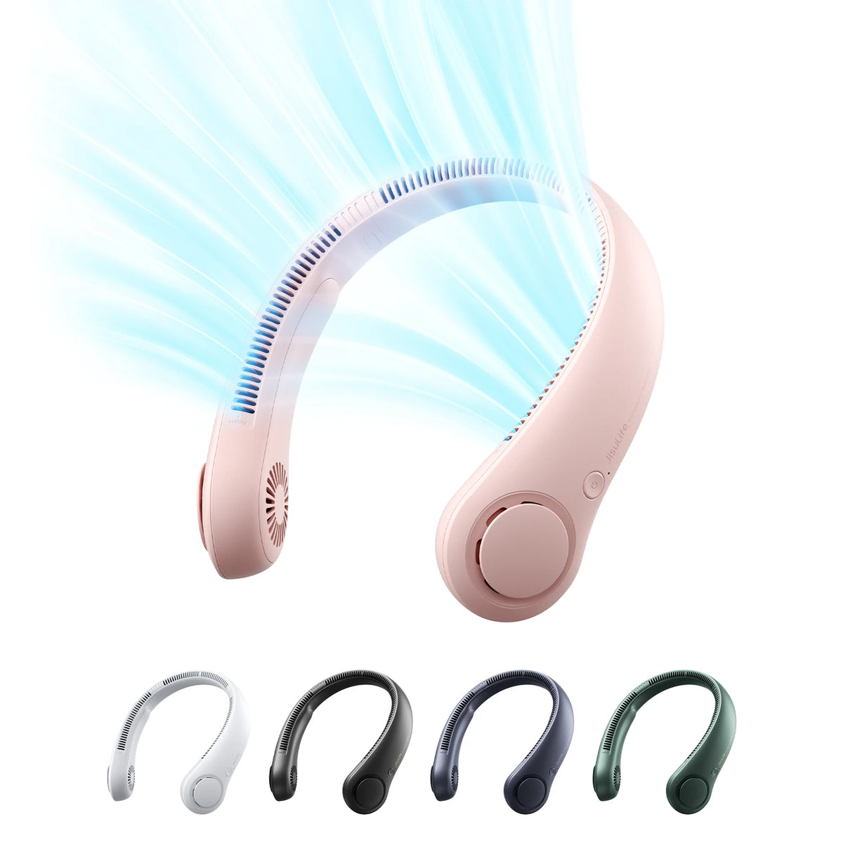 Jisulife Halsventilator Life 3 – Rosa – ohne Flügel – 5 Stufen – 4000 mAh – bis zu 16 Stunden – 78 Lüftungsöffnungen – 253 g