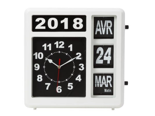 Perel Wanduhr mit Flipchart Kalender - 31 X 31 Cm - Französisch