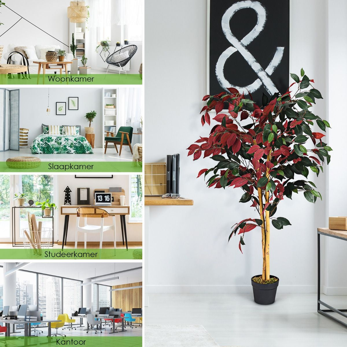 Küste 120 cm großer grüner Ficusbaum im Topf mit Kunstbaum realistische Grünpflanzen